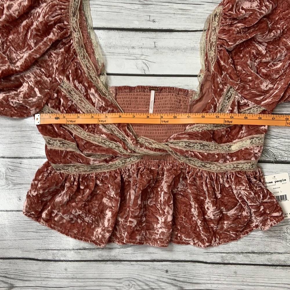 Free People Pink Velvet Yours Truly Mauve Crop Top - Picture 9 of 10